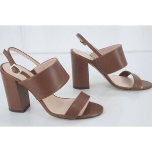 Kate Spade Brown Leather Irvine Ankle Slingback Strap Sandals  Block
